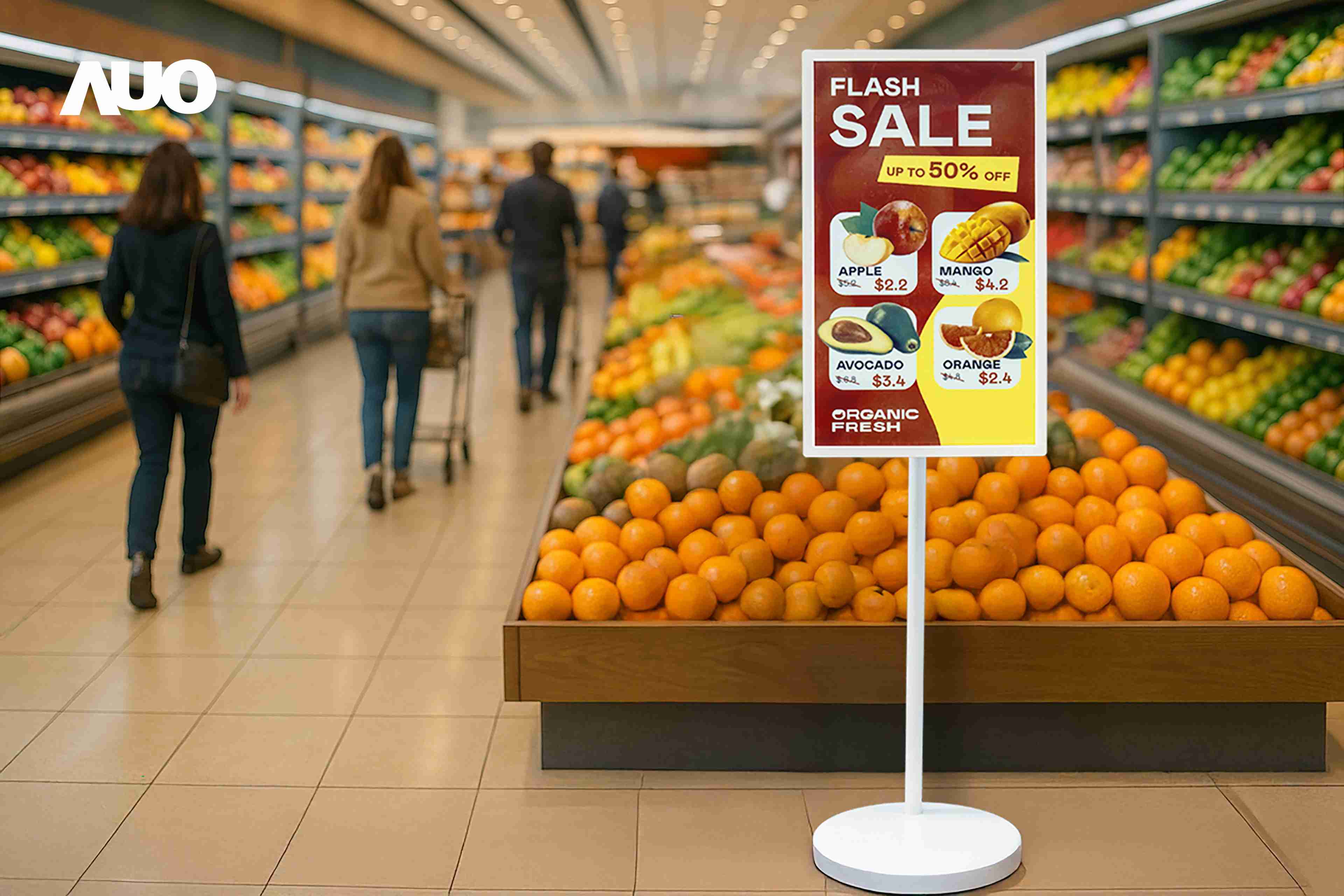 达擎首亮相低功耗、、、、全彩的〝aecoPost电子纸解决方案〞，，，仅在更新画面时需要微量的电力驱动，，，，无需布建电线的便捷设计，，，，使其可灵活应用、、、随意置放，，并可透过云端或行动装置app，，轻松管理及排程广告内容，，，晋升店头营销利器。。