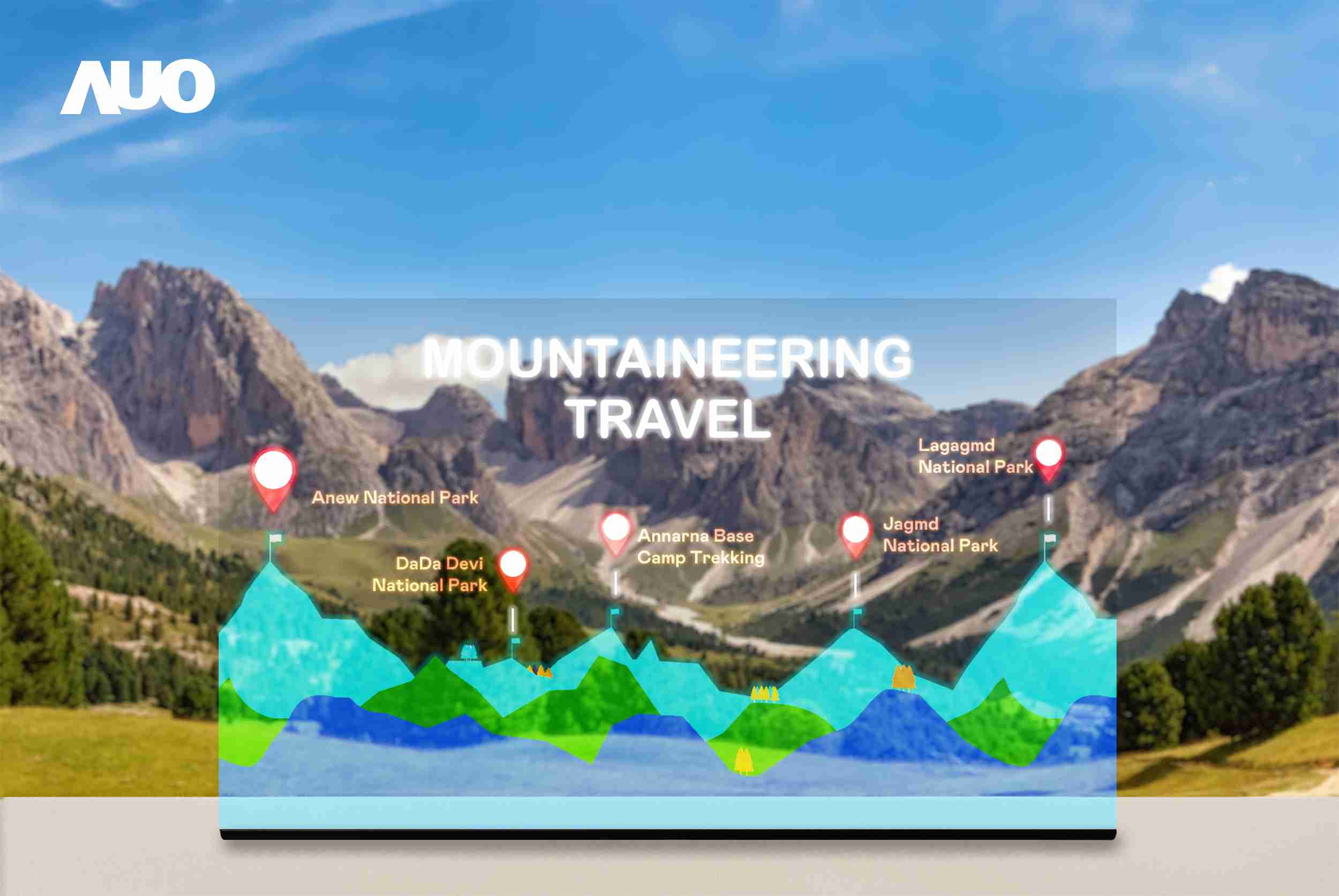 人生就是博展示全球单片尺寸最大(*)42吋透明Micro LED显示器拼接而成的〝64吋透明Micro LED显示器〞，，，具备高透明度、、、1,000 nits高亮度、、、广色域、、采用三边无边框的无缝拼接等多重特色，，，，呈现超高清、、细腻画质而不遮挡后方视觉，，满足层峰需求，，可广泛运用于零售、、艺术展览或商业空间等场域